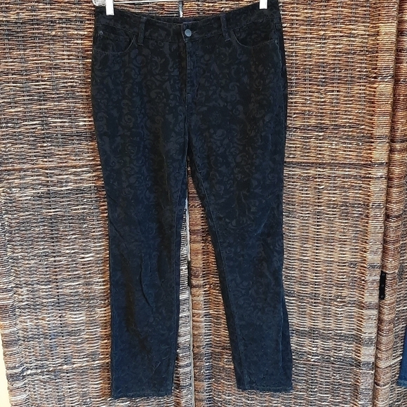 NYDJ Burnout Velvet Tapered Pants 12 Lift Tuck Technology Slim Jaquard - Picture 2 of 9